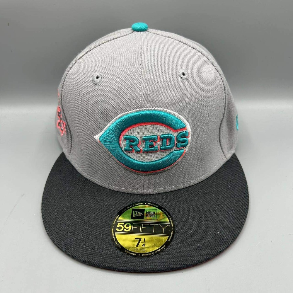 Cincinnati Reds MLB Hat Men 7 1/4 Gray Black 59Fifty New Era Fitted Cap
